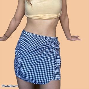 Checkered wrap skirt